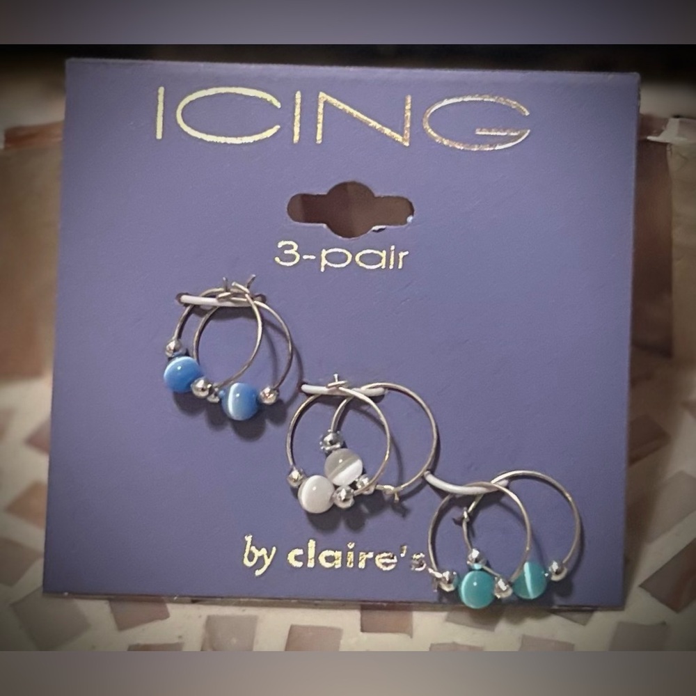 Icing by Claire's Y2K Vintage NWT Silver Hoop Earring Trio